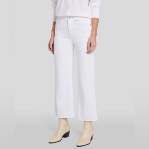 7 For all Mankind Womens 32 White Cropped Alexa Jeans Raw Hem High Rise Wide Leg